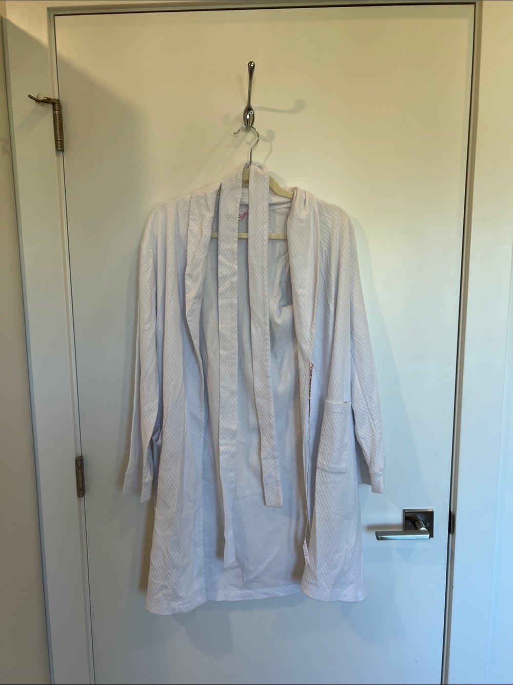 Light Cream Open-Front Robe Jacket with Tie Belt